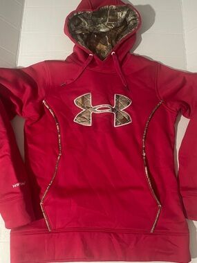 Under Armour Red Hoodie with Camo-Trim Logo NWOT